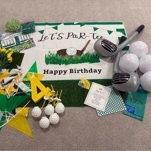 Golf-Themed Birthday Party Set with Green and Yellow Accents